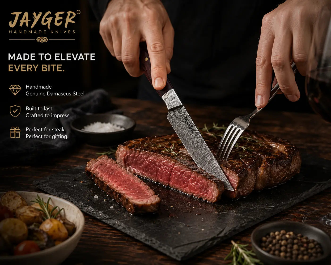 Damascus Steak Knives Set Of 6 Jayger