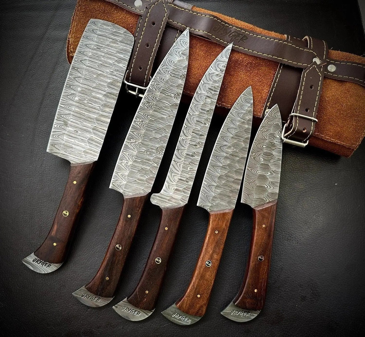 Custom Made Damascus Kitchen Knives Set Of 5 Pieces - Jayger