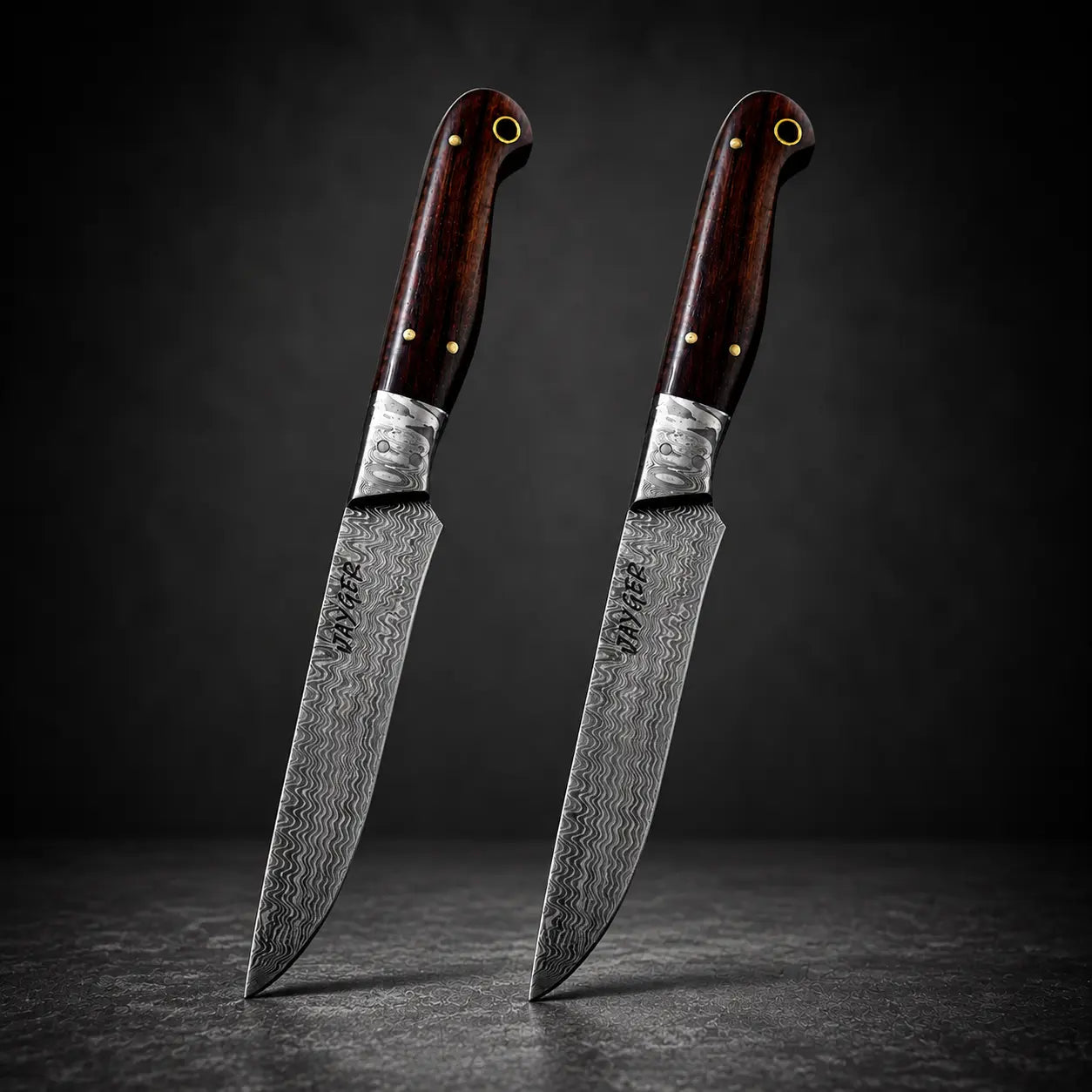 Damascus Steak Knives Set Of 2 