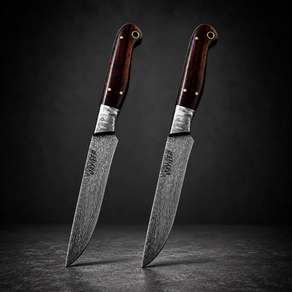 Damascus Steak Knives Set Of 2 