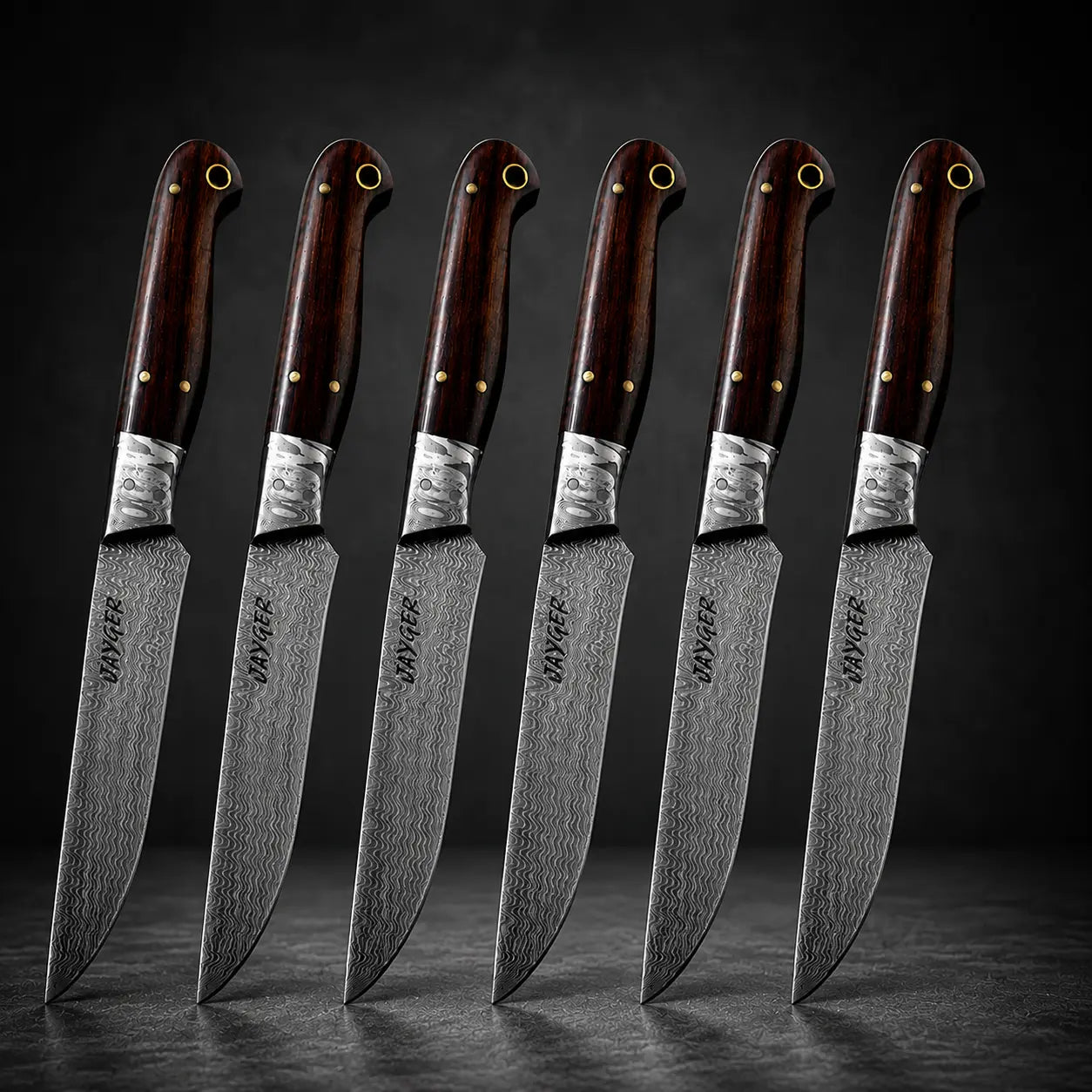 Damascus Steak Knives Set Of 6