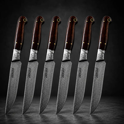 Damascus Steak Knives Set Of 6