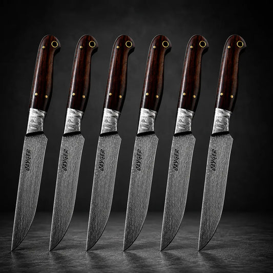 Damascus Steak Knives Set Of 6