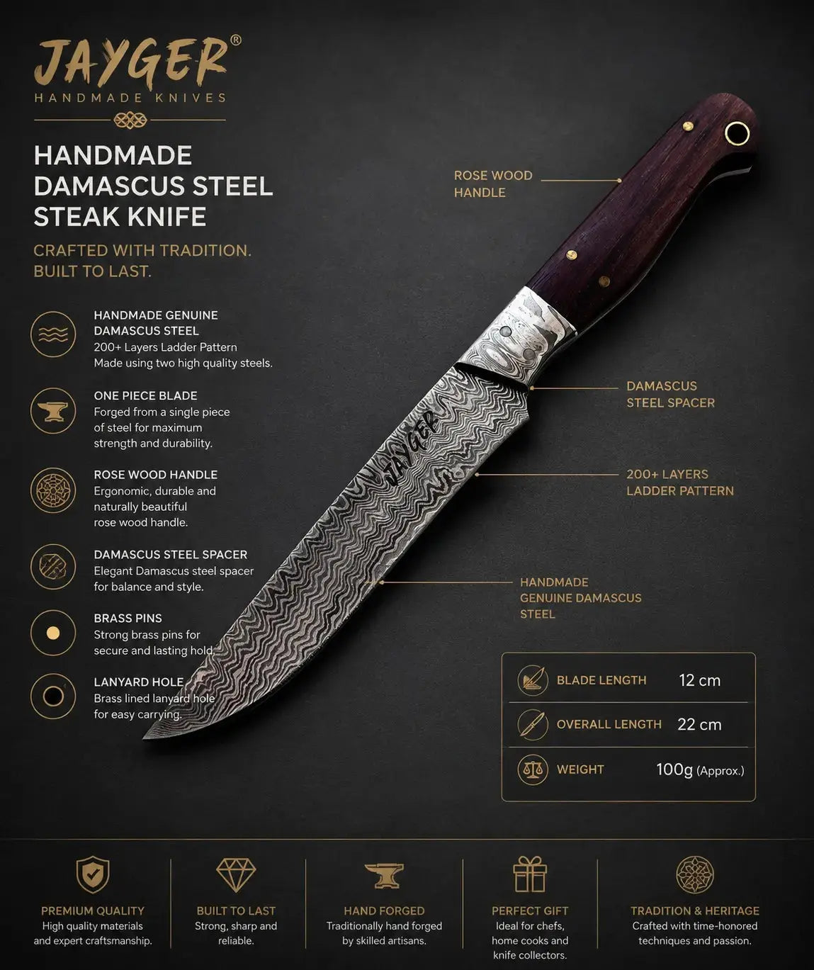 Damascus Steak Knives Set Of 12