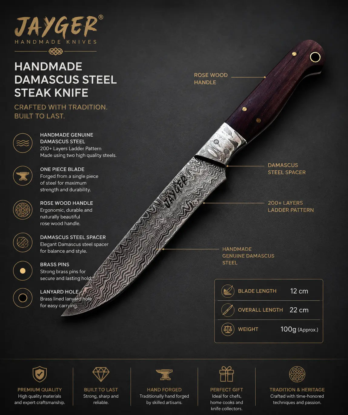 Damascus Steak Knives Set Of 6 Jayger