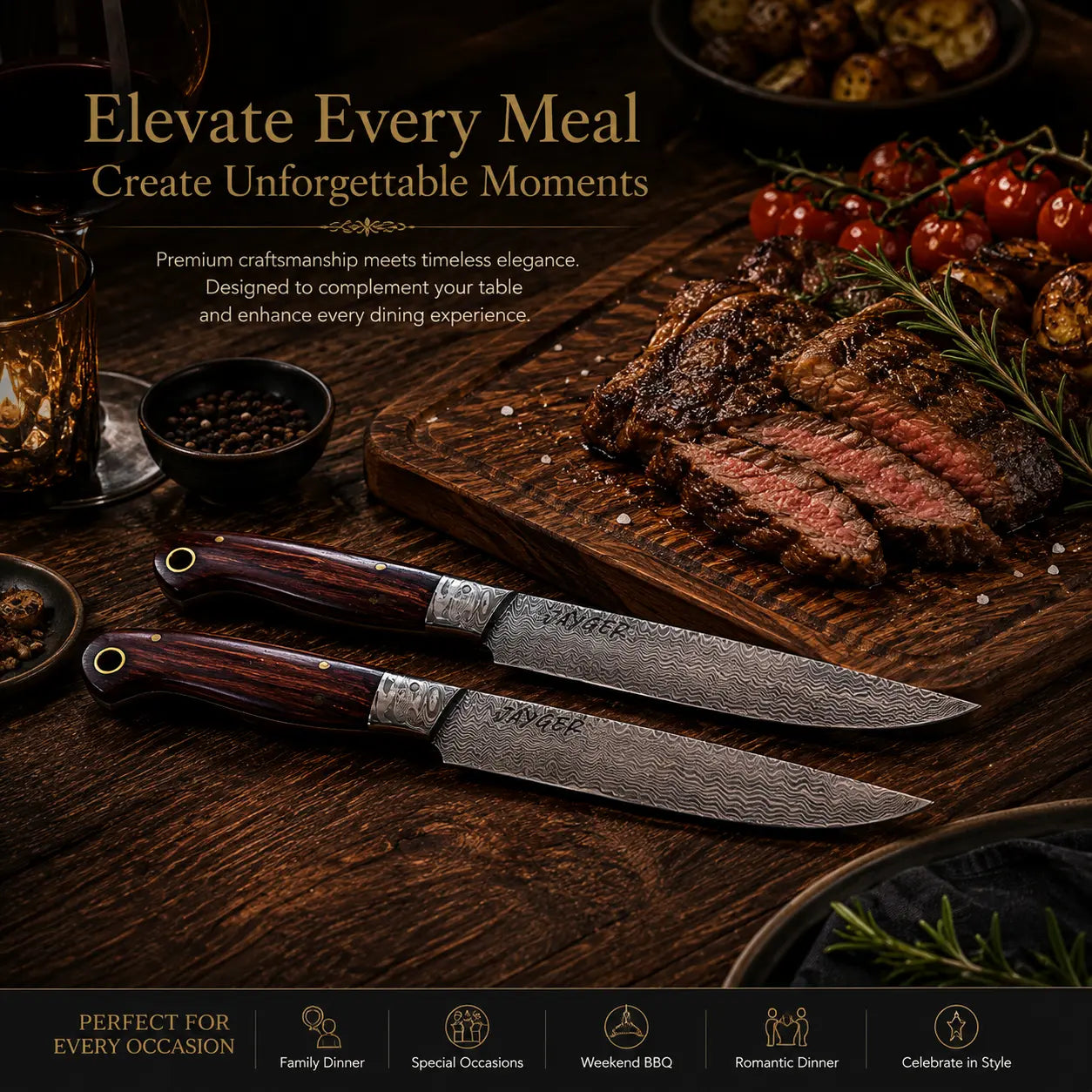 Damascus Steak Knives Set Of 6 Jayger
