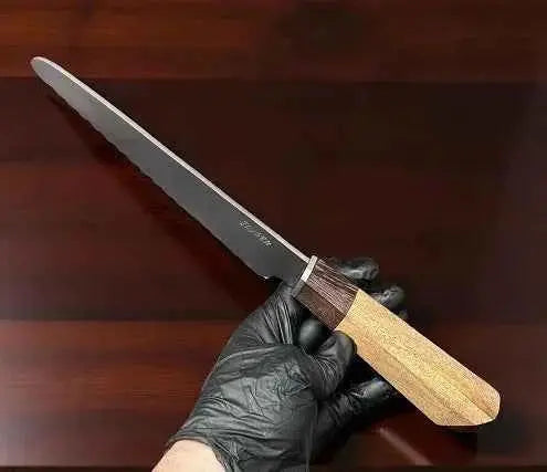 Handmade Fixed Blade Hunting Knife with Leather Sheath – Stag Handle
